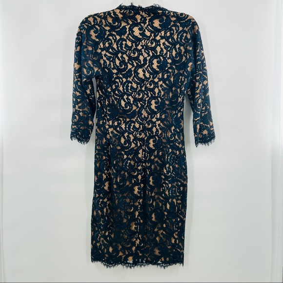 Tadashi Shoji Blue lace dress half sleeve size 4 - Picture 7 of 7